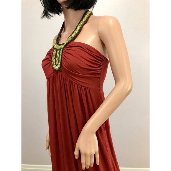 NWT A.N.A. Beaded Halter Maxi Dress - Picture 4 of 6